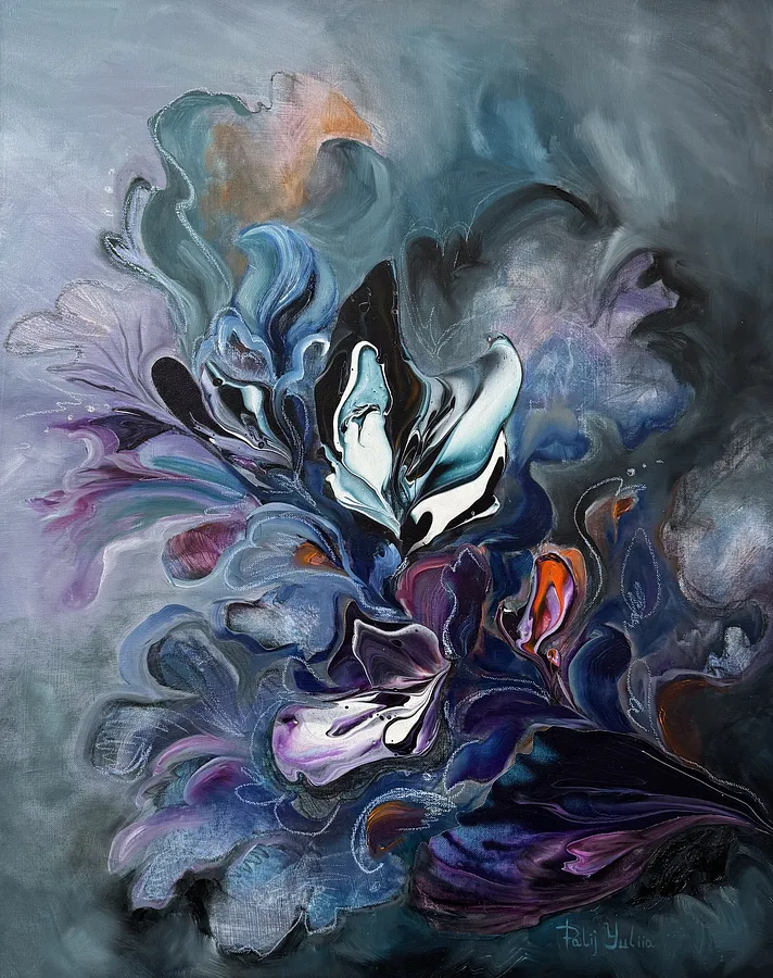 Imagen de Unseen Bloom IV de Yuliia Poraiko (Palij), tamaño: 60x80 cm, hecho de Oil, acrylic on canvas, medio ARTWORKS, de Rochester, parte de la serie Unseen Blooms, con un precio de $880