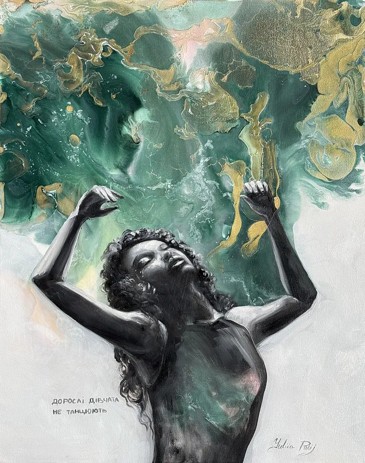 Image of Let go by Yuliia Poraiko (Palij), size: 40 x 50 cm, made of Oil, acrylic on canvas, ARTWORKS medium, from Rochester, part of the Dedicated to women series, priced at $600