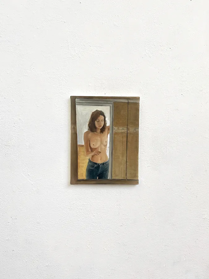 Obraz Salle de Bain series1 autorstwa Yeva Khrapova, rozmiar: 20x30cm, wykonany z oil on canvas, medium Painting, z Paris, część serii Bathroom mirrors, cena: €350