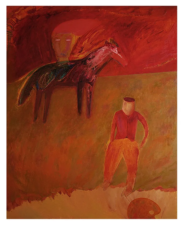 Immagine di al cavaliere senza testa non riesce in alcun modo a dipingere il proprio ritratto di Evgen Grigor'ev, materiali: Tela, olio, medium: Pittura, città: Львів