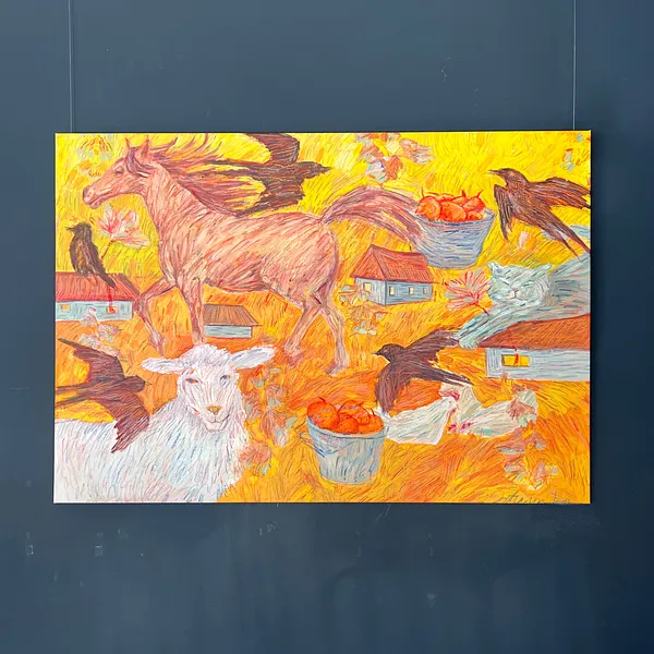 Bild von Біля хати von Соломія Ортинська, Größe: 130х90 см, Живопис Medium, Teil der Про дім Serie, zum Preis von $800