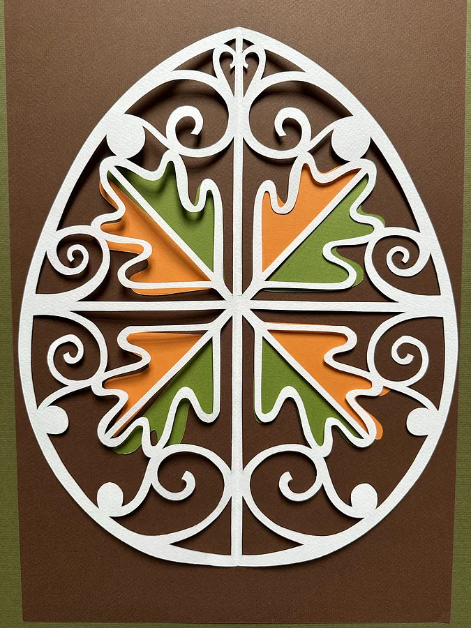 Image of "Листочки" by Дарія Альошкіна, size: 40х50, Папір medium, part of the Витинанка-писанка(за мотивами подільських писанок) series, priced at €100