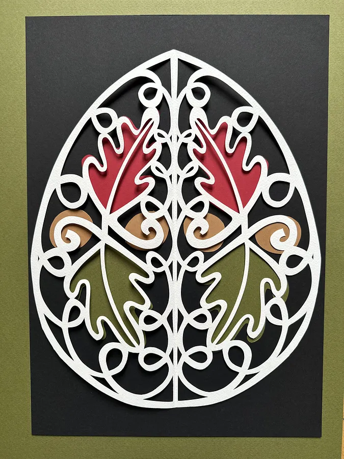 Image of "Дубочок" by Дарія Альошкіна, size: 50х40см, Папір medium, part of the Витинанка-писанка(за мотивами подільських писанок) series, priced at €100