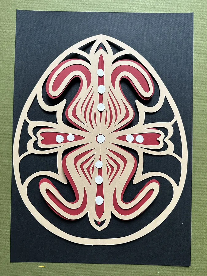 Image de "Квіти" par Дарія Альошкіна, taille : 40х50, médium Папір, faisant partie de la série Витинанка-писанка(за мотивами подільських писанок), au prix de €100