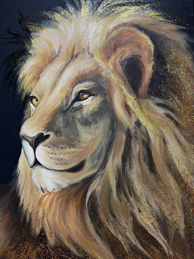 Obraz Gaze into a Confident Future autorstwa Kate Bortnik, rozmiar: 50*70 cm, wykonany z Canvas, acrylic, glitter, medium Painting, z Lviv, Ukraine, część serii Africa
