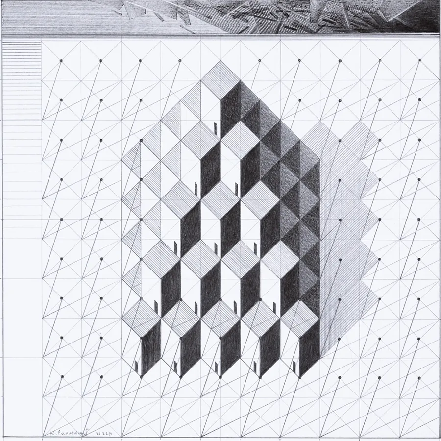 Immagine di вежа di Смольський Юрій , dimensioni: 22 х 22 см, materiali: папір, графіт, medium: Графіка, prezzo: $500