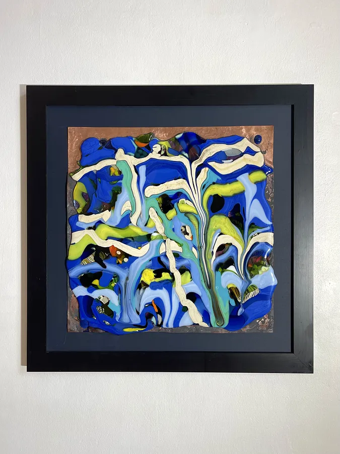 Image of Sounds of the sea by Тарас Опалинський Taras Opalinski , size: 60x60, made of Fused glass on copper, Glass medium, priced at $600