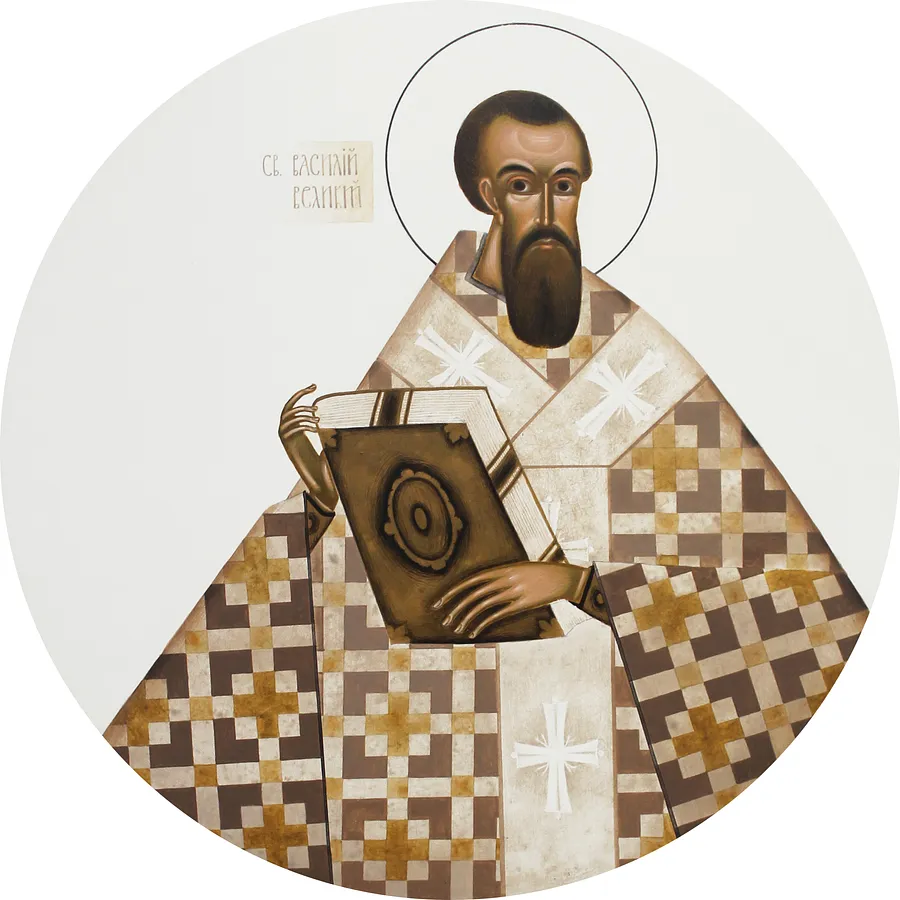 Зображення "Святий Василій Великий" від Аліна Грубець, розмір: Ø 30 см, матеріали: Дошка, левкас, акрил, медіум: Акрил, місто: Львів, ціна: $350