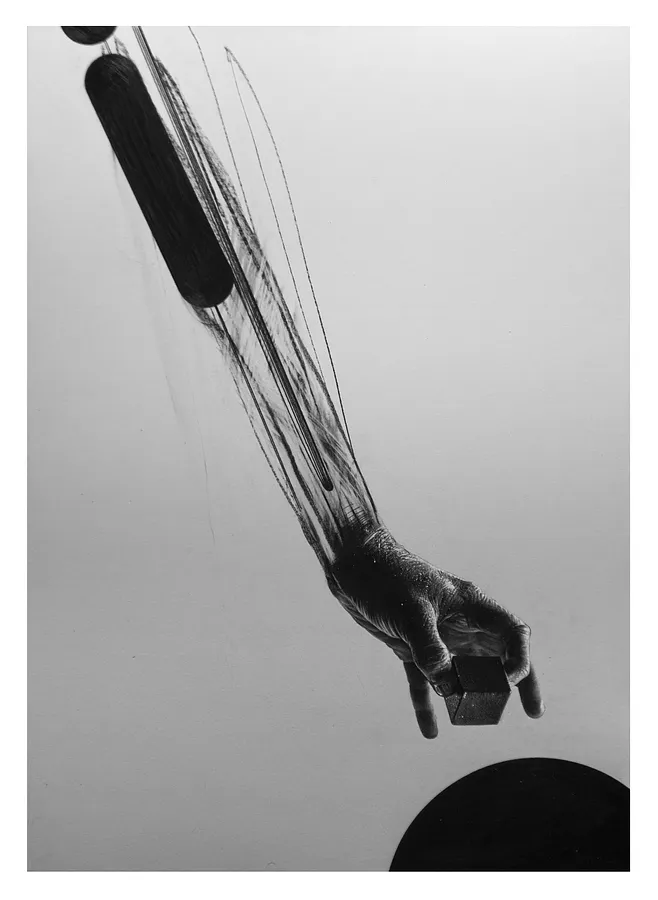 Obraz Рука яка тримає дерев'яний кубік autorstwa євген григор'єв, medium Графіка, część serii "Підмети і присудки"