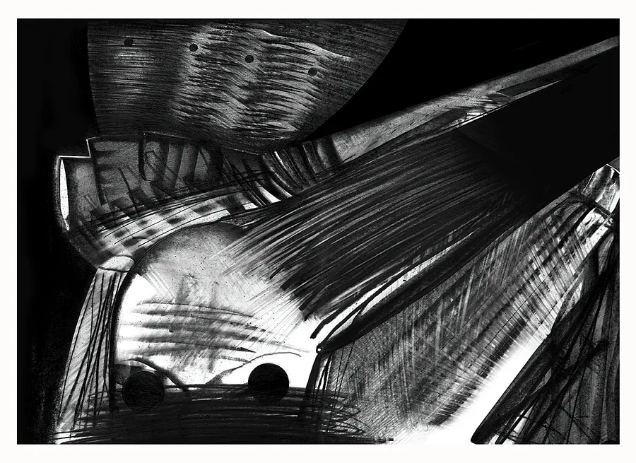 Зображення "М'ясорубка" від євген григор'єв, розмір: А3, матеріали: папір, графіт, медіум: Графіка, місто: Львів, серія: "Чорне,сіре, біле", ціна: €300