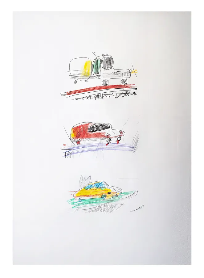 Imagen de Tráfico humano 1 de Yevhen Hryhoriev, hecho de papel, grafito, lápices de colores, medio Obra gráfica, de Львів, parte de la serie "Приземлення"