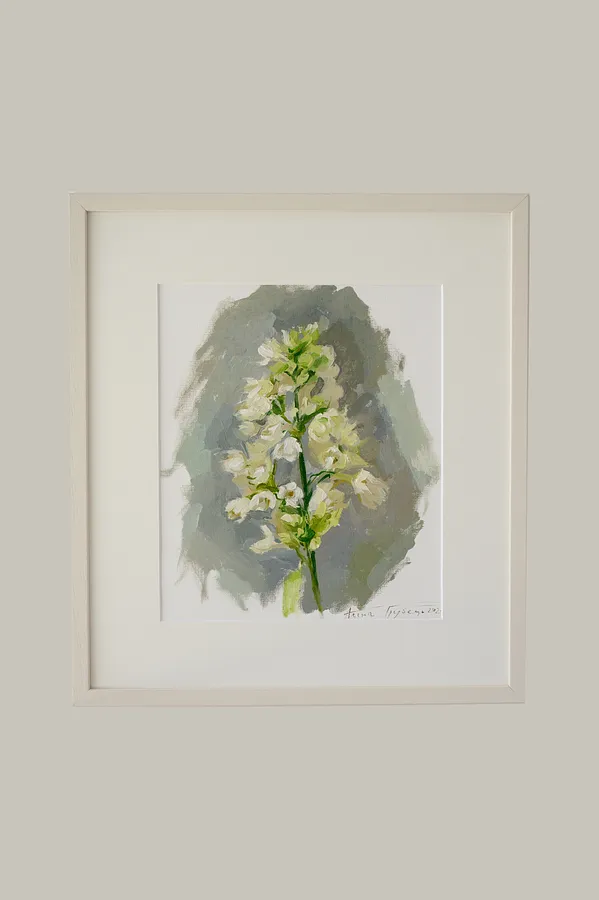 Obraz Бузок білий autorstwa Аліна Грубець, rozmiar: 37х33 см, medium   Олійні фарби, część serii Провесна, cena: ₴3900