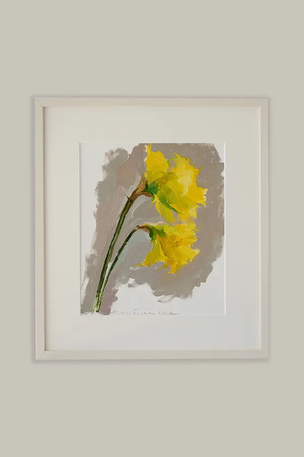 Image of Два нарциси by Alina Hrubets, size: 37х33 см, Painting medium, part of the Провесна series, priced at ₴3900