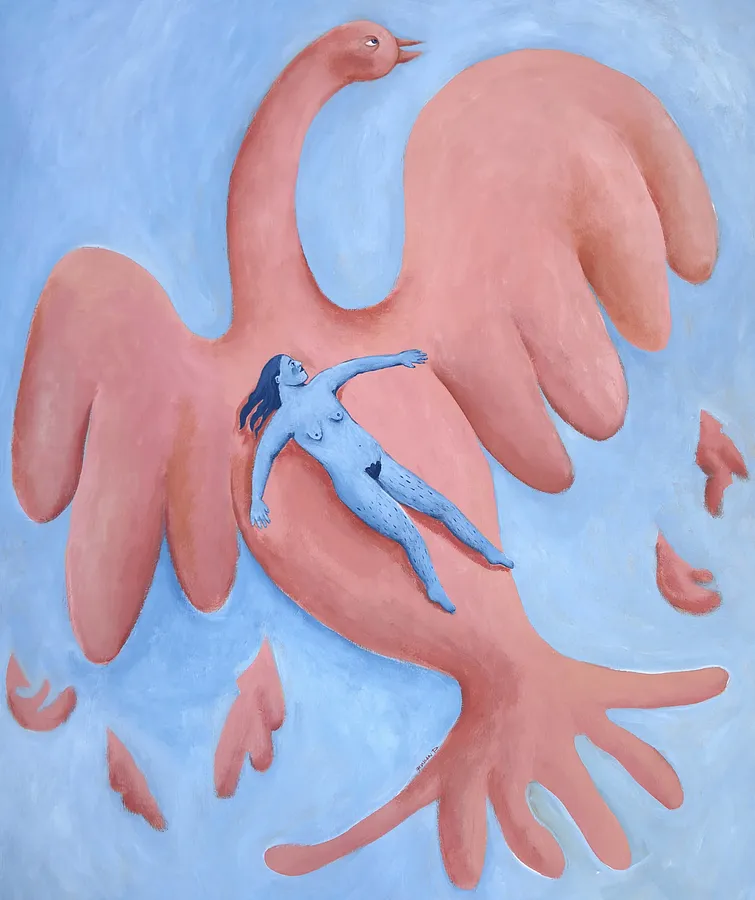 Image of In a dream by Diana Ruban , size: 100x85 cm, made of Canvas, acrylic, Painting medium, from Georgia , part of the Blue women series