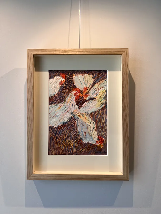 Imagen de Курочки de Solomiya Ortynska, tamaño: 20х30 см, hecho de Олія на папері , medio Pintura, de Львів, parte de la serie Про дім, con un precio de $150