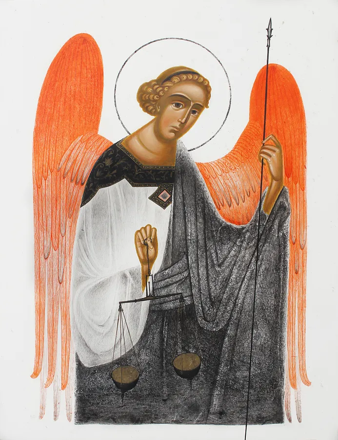 Bild von Архангел Михаїл von Аліна Грубець, Größe: 34х24 см, Акрил Medium, Teil der 2025 Serie, zum Preis von $400