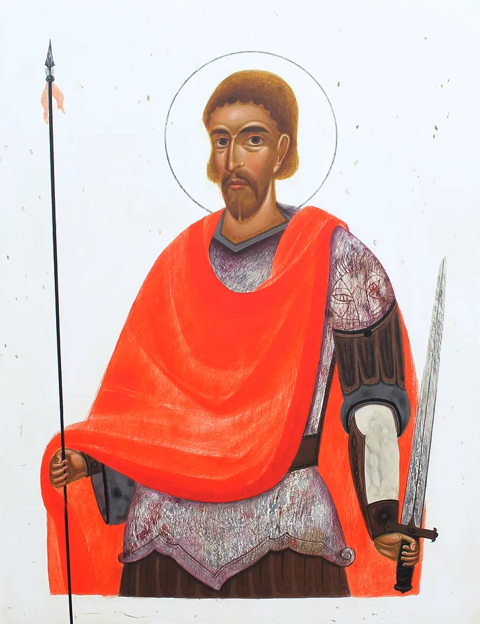 Image of Saint Theodore Tiron by Alina Hrubets, size: 24х31 см, made of wooden panel, gesso, acrylic, Icons medium, part of the 2025 series, priced at $400 (≈ 18,000 грн)