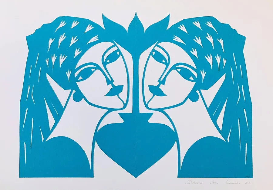 Imagen de "Chicas de ojos azules" de Daria Alioshkina, tamaño: 50*35, 50*40 , hecho de papel, medio Papel, parte de la serie Жінки
