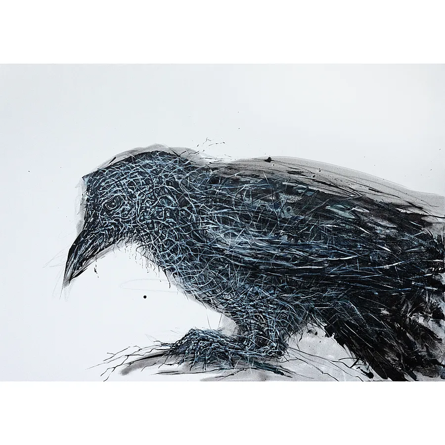 Imagen de Raven de Liudmyla Davydenko, tamaño: 100х140, hecho de oil/canvas, medio Pintura, de Lviv, parte de la serie Rhizome, con un precio de €2500