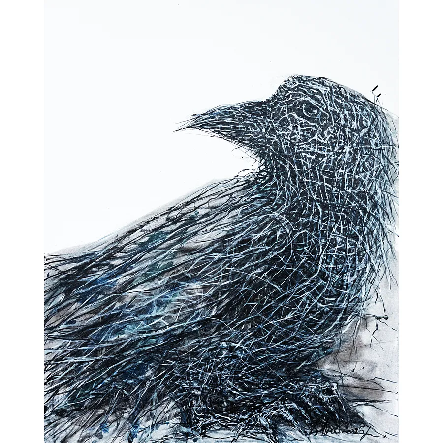 Image of Bird 1 by Liudmyla Davydenko, size: 100x80, made of oil/canvas, Painting medium, from Lviv, part of the Rhizome series, priced at €1200