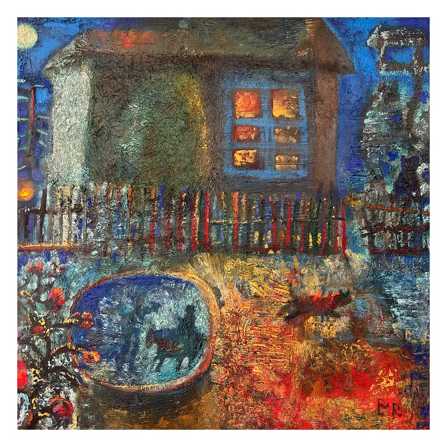 Image of warm night by Romanyshyn Roman, size: 105 х 105 сm, made of canvas, oil, Painting medium, priced at $3800