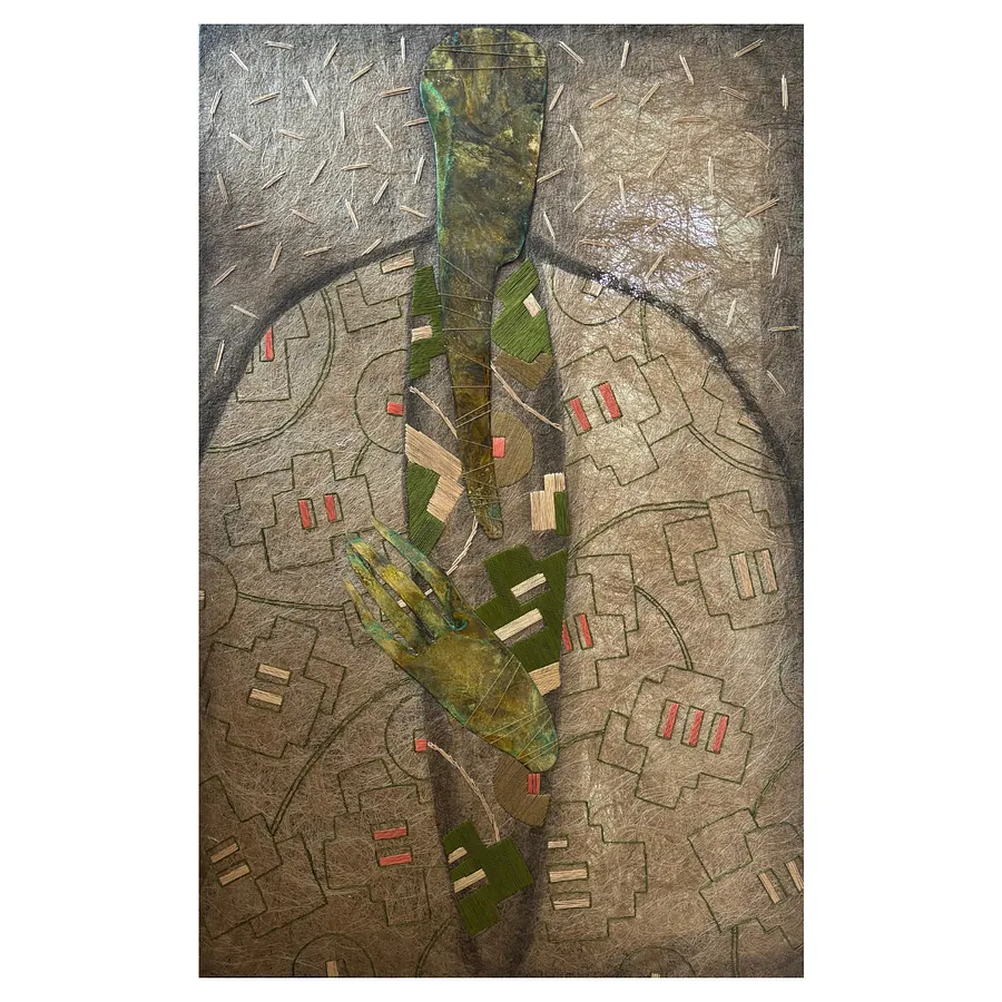 Image of Beloved by Tkachuk Yaroslava, size: 99 х 84 см, made of flax fiber, silk, cotton, oxidised brass, author's technique  medium, priced at $1500