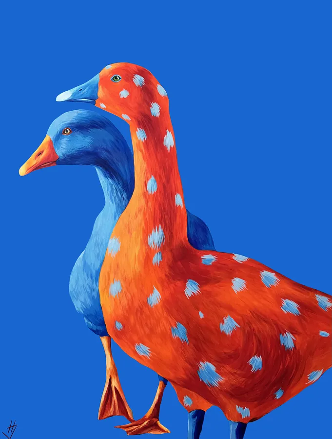 Imagen de Póster “Geese” de Ivanka Nechyporyk, tamaño: 40x60cm, hecho de Papel, medio Impresión, de Kyiv, parte de la serie Posrets, con un precio de $120