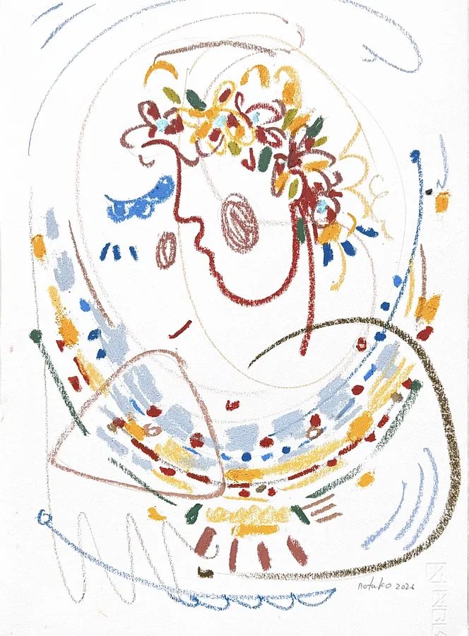 Obraz Ukraińska kobieta autorstwa Notuko, rozmiar: 35x50, wykonany z Pastele olejne na papierze, medium Grafika, z Rivne, część serii Ukrainian woman, cena: €130