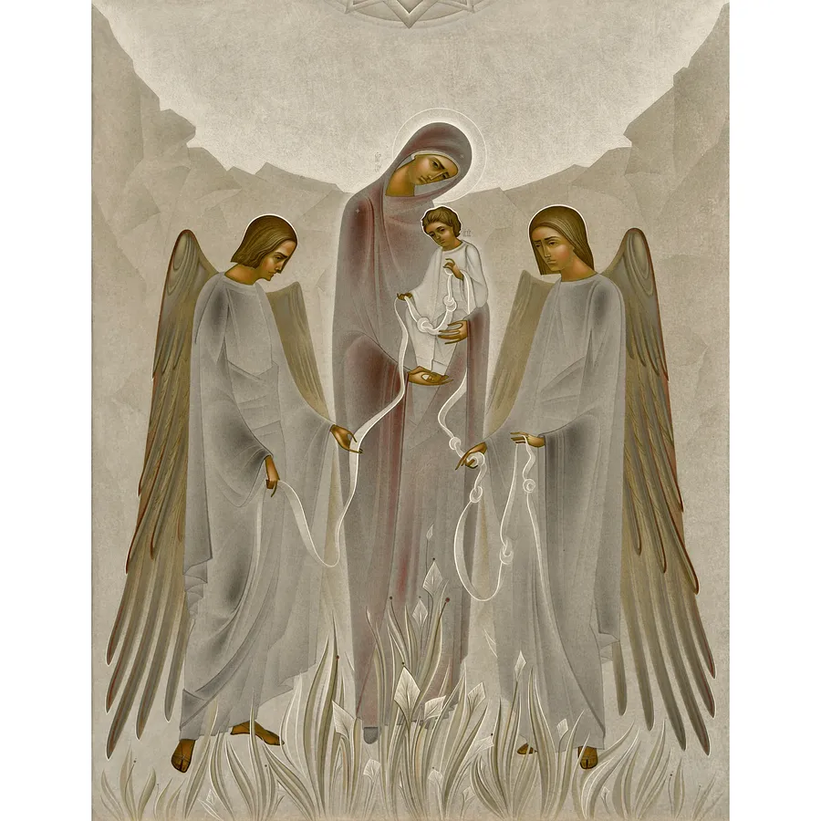 Image de Богородиця, яка розвязує вузли  par ДЕНИС ТИМЧИШИН, taille : 70х55 см, médium ІКОНОПИС, au prix de $2000