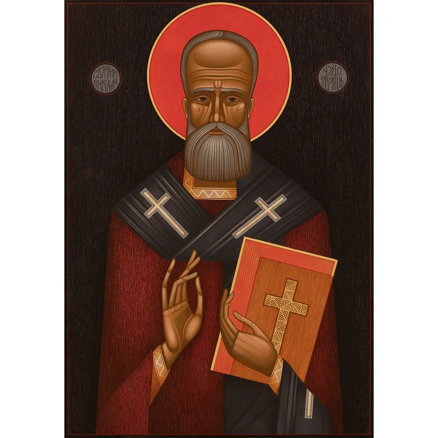 Imagen de Святий Миколай de ДЕНИС ТИМЧИШИН, tamaño: 50х70 см, hecho de липова дошка, левкас, акрил, золото, medio ІКОНОПИС, de Львів