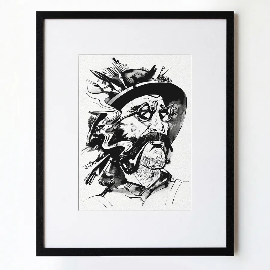 Image of Археолог | Archaeologist by Alexander Makohon, size: 46 x 52 cm, Graphics medium, priced at $250