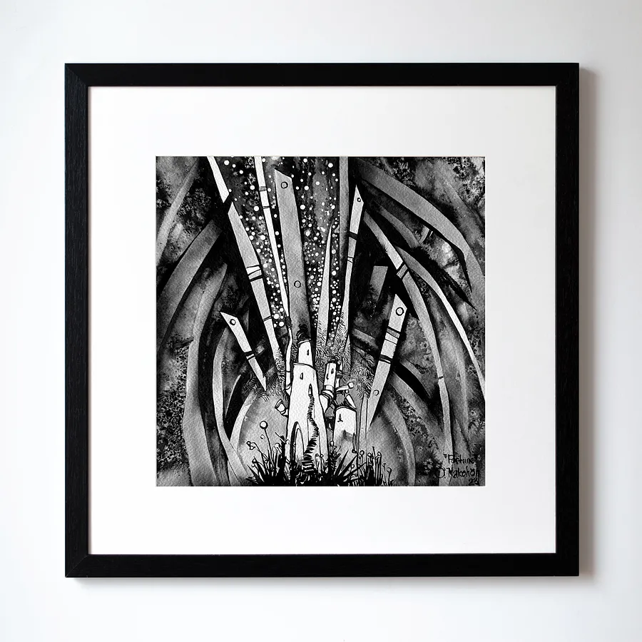 Obraz Фортуна | Fortune autorstwa Ołeksandr Makohon, rozmiar: 42 x 42 cm, wykonany z туш, бавовняний папір | ink, cotton paper, medium Grafika, cena: $230 (≈ 10 357 грн)