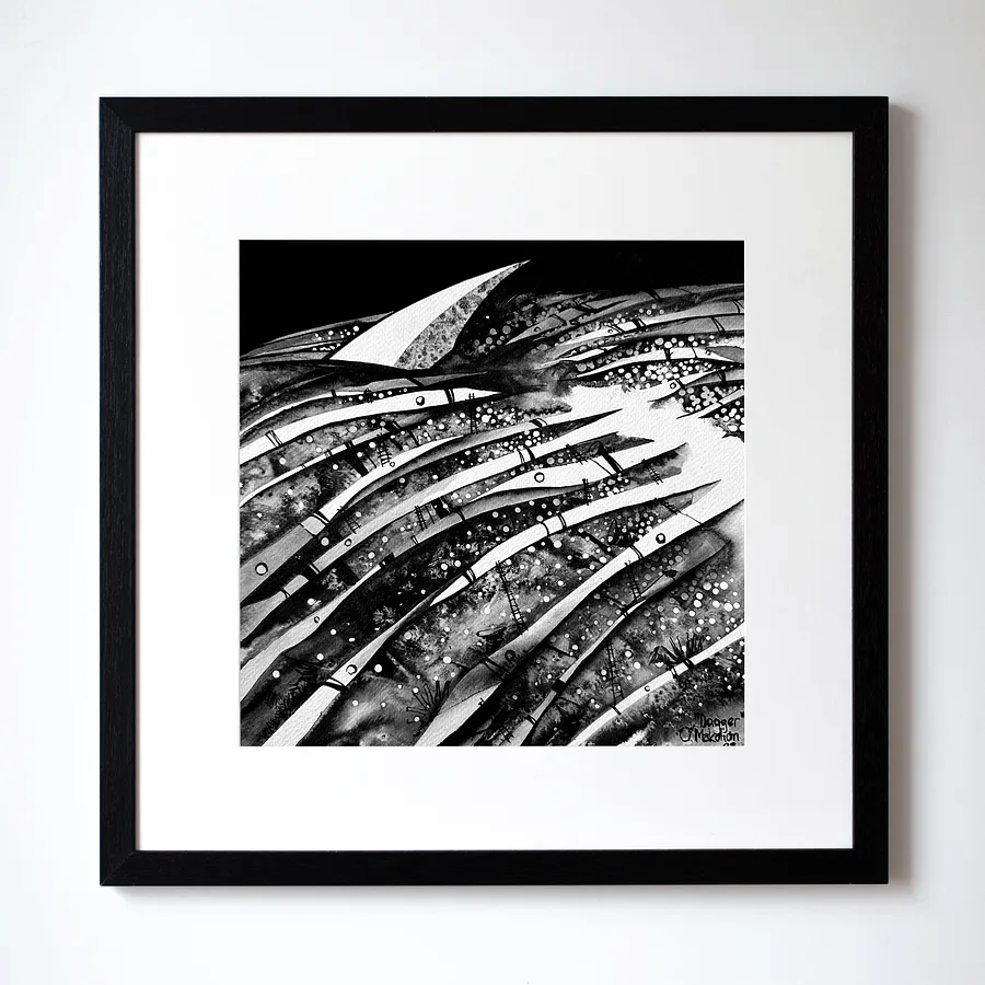 Obraz Кинджал | Dagger autorstwa Ołeksandr Makohon, rozmiar: 42 x 42 cm, wykonany z туш, бавовняний папір | ink, cotton paper, medium Grafika, cena: $230 (≈ 10 358 грн)