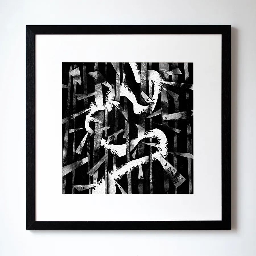 Immagine di Мандрувати | Wander di Oleksandr Makogon, dimensioni: 42 x 42 cm, materiali: туш, бавовняний папір | ink, cotton paper, medium: Grafica, prezzo: $230 (≈ 10.358 грн)