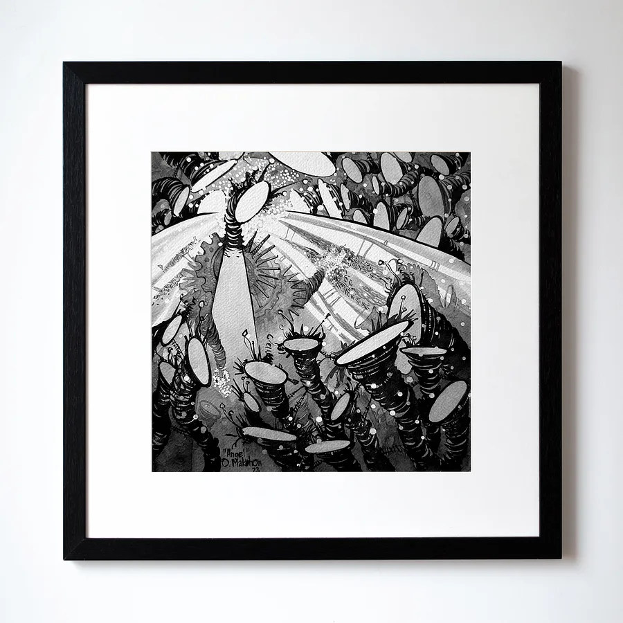 Obraz Ангел | Angel autorstwa Ołeksandr Makohon, rozmiar: 42 x 42 cm, wykonany z туш, бавовняний папір | ink, cotton paper, medium Grafika, cena: $230 (≈ 10 358 грн)