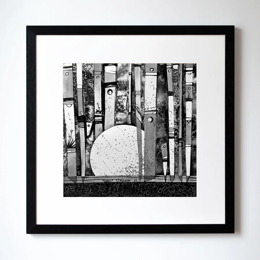 Imagen de Неглибокий | Shallow de Oleksandr Makohon, tamaño: 42 x 42 cm, hecho de туш, бавовняний папір | ink, cotton paper, medio Obra gráfica, con un precio de $230 (≈ 10,358 грн)