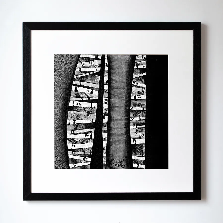 Imagen de Подряпаний | Scratchy de Oleksandr Makohon, tamaño: 42 x 42 cm, hecho de туш, бавовняний папір | ink, cotton paper, medio Obra gráfica, con un precio de $230 (≈ 10,358 грн)