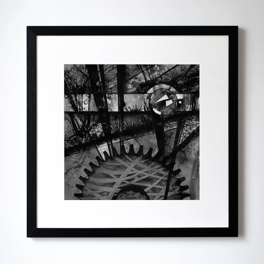 Imagen de Масивний | Massive de Oleksandr Makohon, tamaño: 42 x 42 cm, hecho de туш, бавовняний папір | ink, cotton paper, medio Obra gráfica, con un precio de $230 (≈ 10,358 грн)