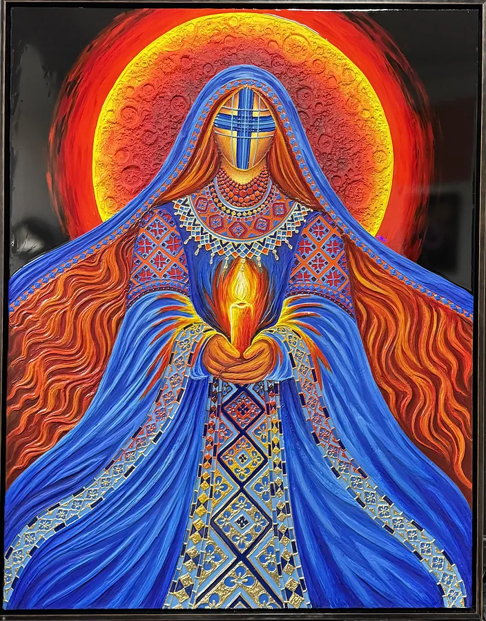 Image of Енергія незламної  by Kateryna Zubik, size: 140х190 см , Mixed media medium, part of the Мотанка series
