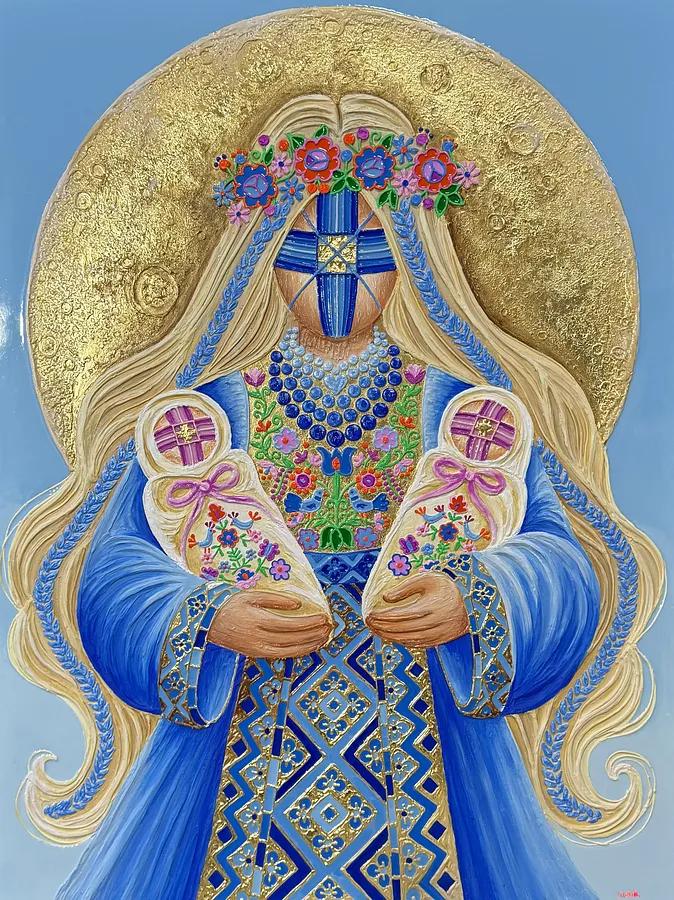 Image of Щастя by Kateryna Zubik, size: 95х125 см , Mixed media medium, part of the Мотанка series