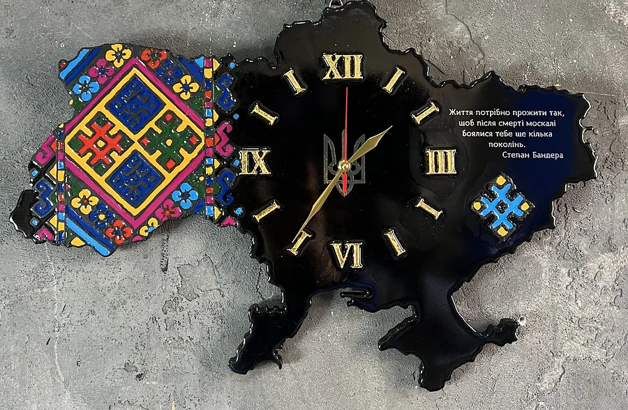 Imagen de Файний годинник de Катерина Зубік, tamaño: 40х60, hecho de Мдф, текстурна паста,епоксидна смола, акрил, поталь, годинникова система, стікери, medio Мішана техніка, de Україна, Львів, parte de la serie файний годинник, con un precio de $200 (≈ 9,007 грн)