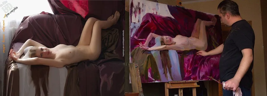 Image of Робота над постановкою ню by Bogdan Burak, Живопис medium, part of the Студія series