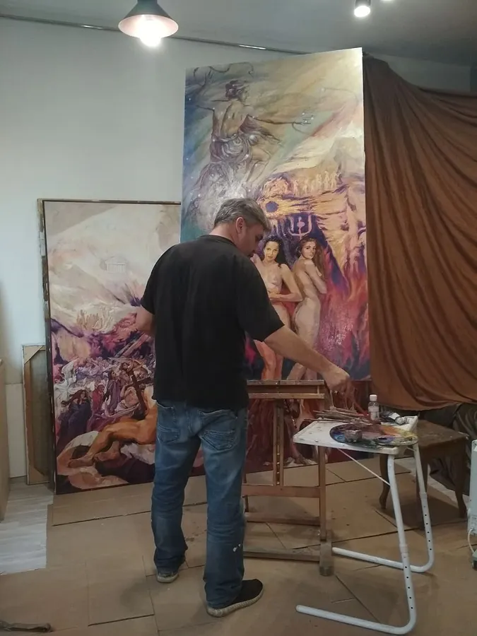 Obraz Робота над триптихом  autorstwa Bogdan Burak, medium Живопис, z Київ, Прирічна 13, Студія вільної творчості, część serii Студія