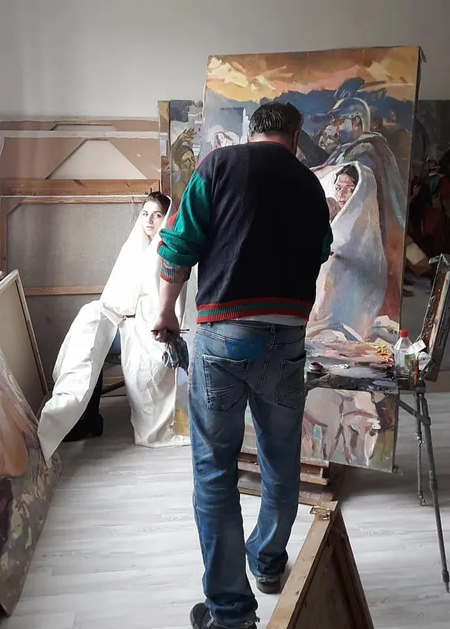 Image de Робота над портретом   par Bogdan Burak, fabriqué avec  Полотно. Олія, médium Живопис, de Київ, Прирічна 13, Студія вільної творчості, faisant partie de la série Триптих