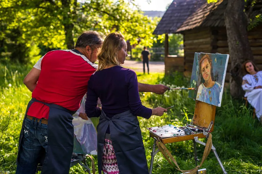 Obraz Міжнародний живописний пленер "Вижниця 2018" autorstwa Bogdan Burak, medium Живопис, z Вижниця, готель Над Черемошем, część serii Пленер
