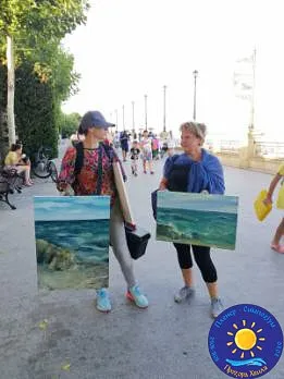 Imagen de Дівчата задоволені після роботи de Bogdan Burak, medio Живопис, de Одеса, пляж Золотий берег, parte de la serie Пленер