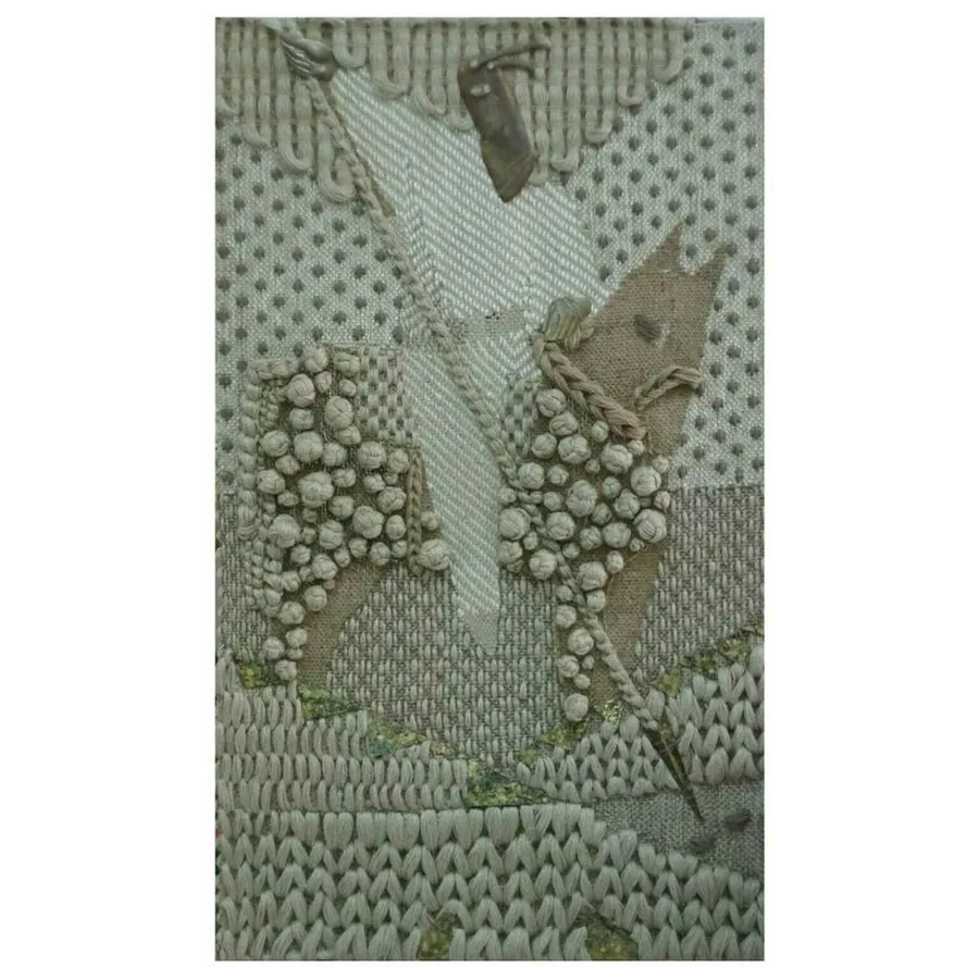 Bild von «Святий Юрій» von Ткачук Ярослава , Größe: 150x75 cm, hergestellt aus льон, латунь, мідь, Текстиль Medium, zum Preis von $1000