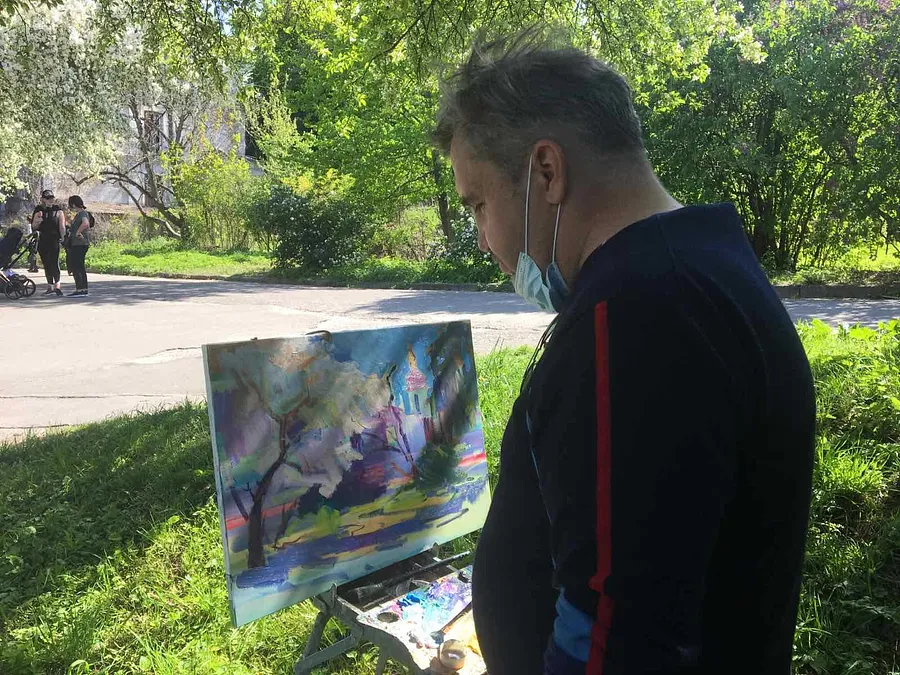 Imagen de На пленері de Bogdan Burak, hecho de  Полотно. Олія, medio Живопис, de Національний ботанічний сад імені М. М. Гришка НАН України, parte de la serie Пленер