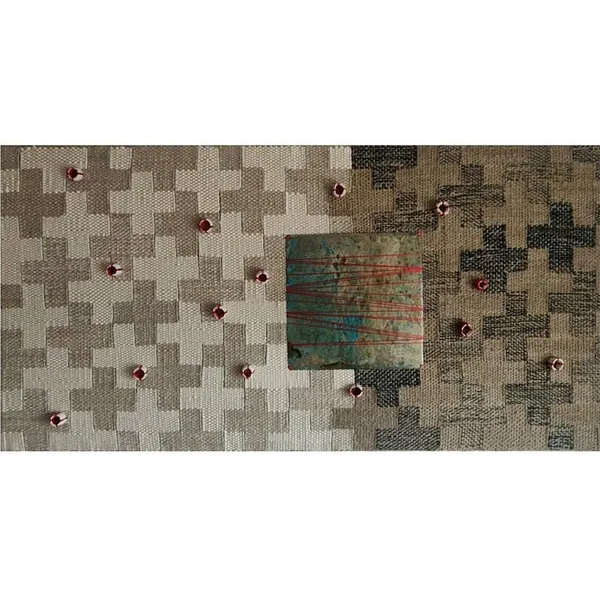 Immagine di «Перехід» di Ткачук Ярослава , dimensioni: 57х110 cm, materiali: льон, шовк, окислений мельхіор, кераміка, medium: Авторська техніка, prezzo: $1500