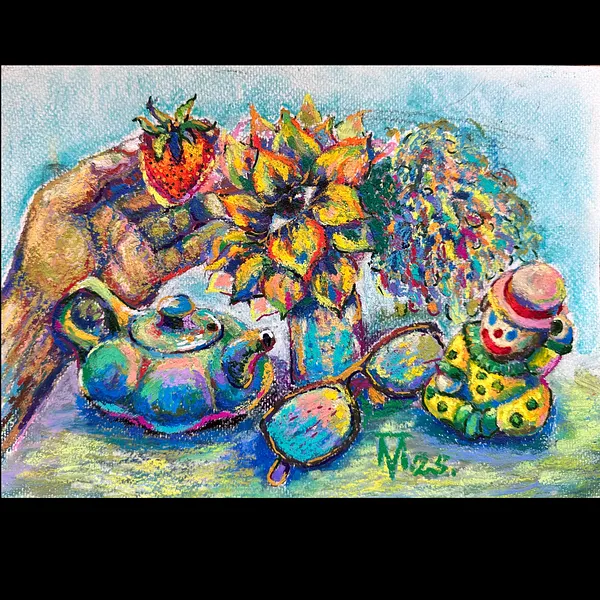 Imagen de "Mystical Tea Party" de Pavlo Melnyk, tamaño: 30х20 см, hecho de Масляна пастель, папір, лак, medio Графіка, de Manevychi, parte de la serie Пастель ніжна, con un precio de $60 (≈ 2,702 грн)